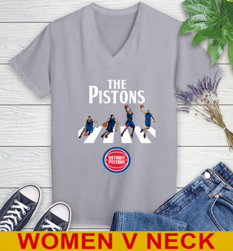 NBA Basketball Detroit Pistons The Beatles Rock Band Shirt Women's V-Neck T-Shirt 4