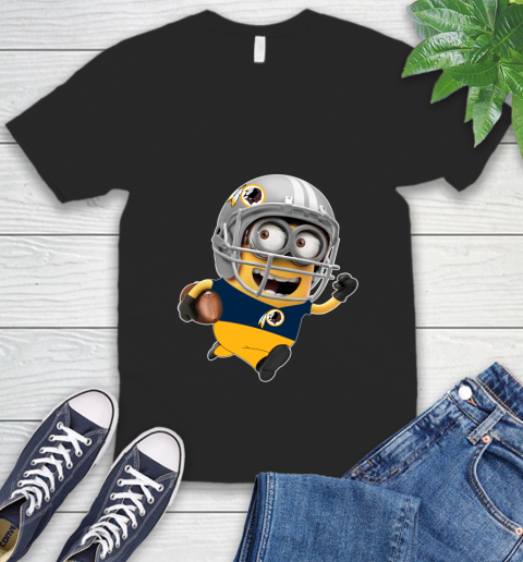 NFL Washington Redskins Minions Disney Football Sports V-Neck T-Shirt 2
