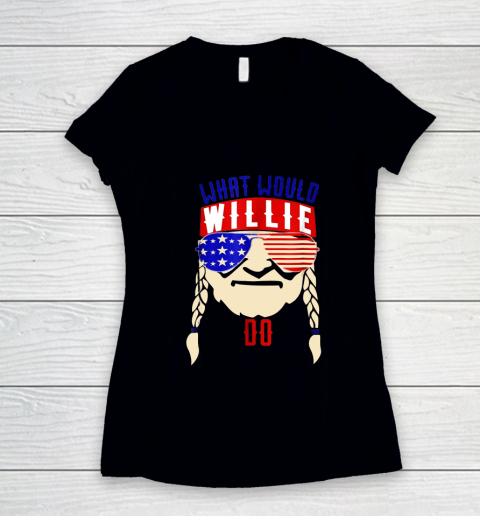 Willie Nelson shirt What would Willie do Women's V-Neck T-Shirt
