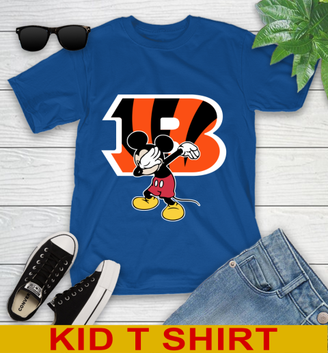 Cincinnati Bengals NFL Football Dabbing Mickey Disney Sports Youth T-Shirt 9