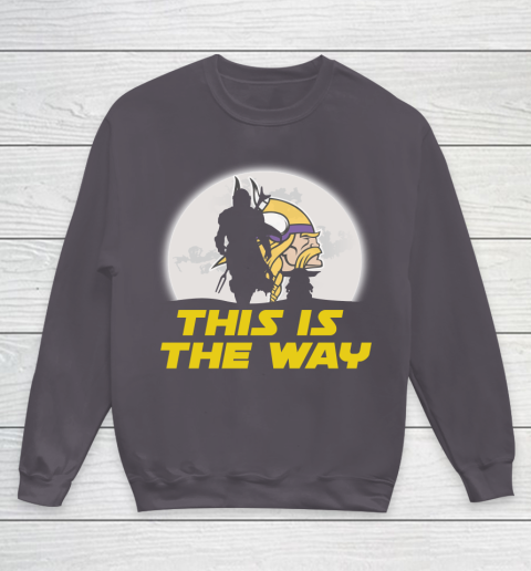 Minnesota Vikings NFL Football Star Wars Yoda And Mandalorian This Is The Way Youth Sweatshirt 5