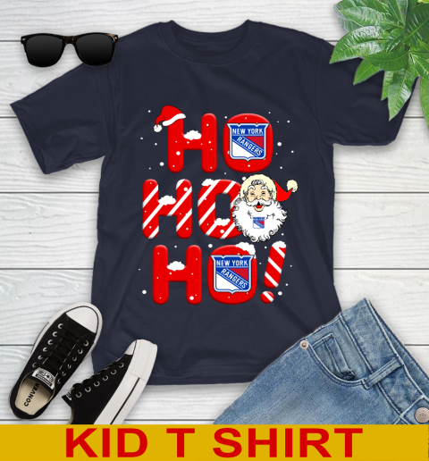 New York Rangers NHL Hockey Ho Ho Ho Santa Claus Merry Christmas Shirt Youth T-Shirt 2