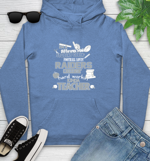 Oakland Raiders NFL I'm A Difference Making Student Caring Football Loving Kinda Teacher Youth Hoodie 13