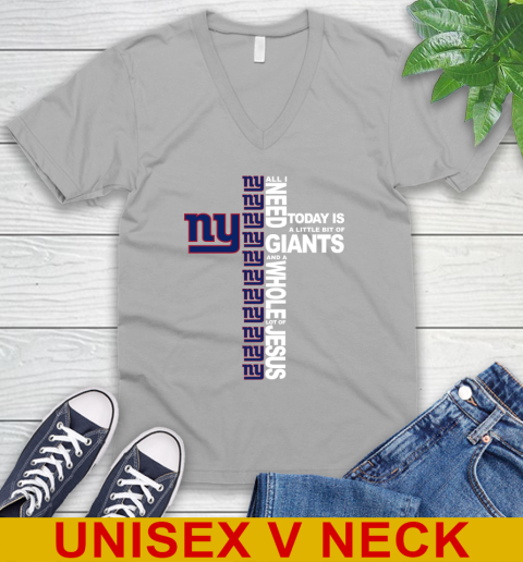 NFL All I Need Today Is A Little Bit Of New York Giants Cross Shirt V-Neck T-Shirt 3