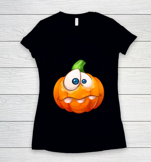 Sad Pumpkin for Halloween Women's V-Neck T-Shirt
