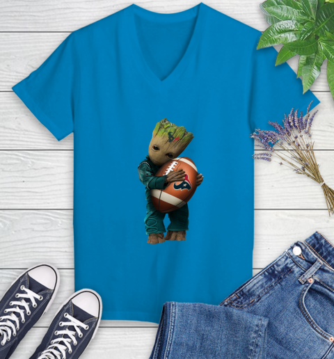 NFL Groot Guardians Of The Galaxy Football Sports Houston Texans Women's V-Neck T-Shirt 7