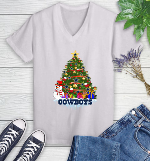 Dallas Cowboys Merry Christmas NFL Football Sports Women's V-Neck T-Shirt