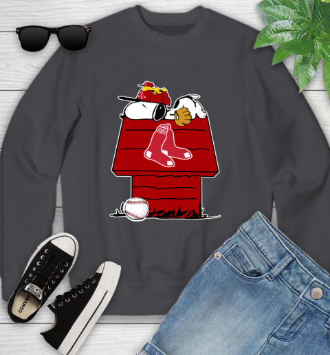 MLB Boston Red Sox Snoopy Woodstock The Peanuts Movie Baseball T Shirt Youth Sweatshirt 6