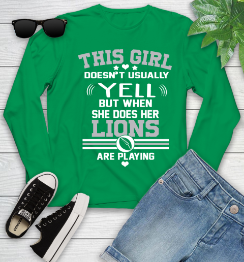 Detroit Lions NFL Football I Yell When My Team Is Playing Youth Long Sleeve 7
