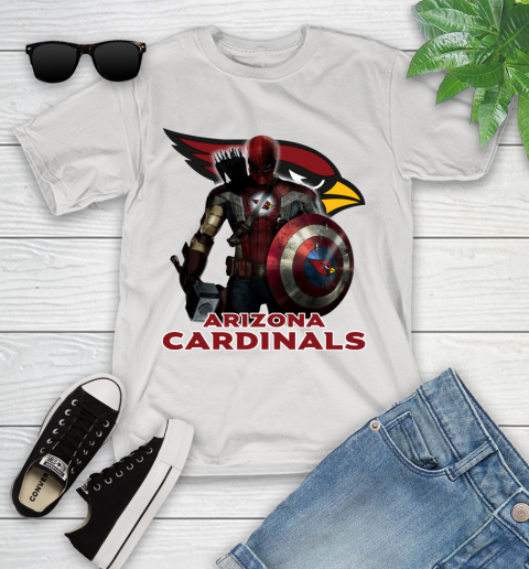NFL Captain America Thor Spider Man Hawkeye Avengers Endgame Football Arizona Cardinals Youth T-Shirt
