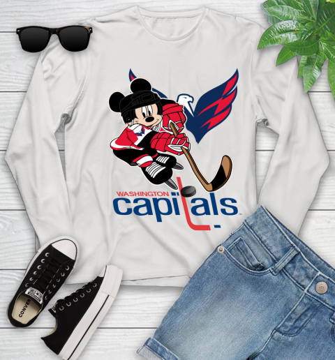 NHL Washington Capitals Mickey Mouse Disney Hockey T Shirt Youth Long Sleeve