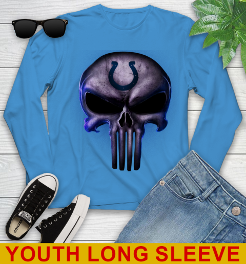 Indianapolis Colts NFL Football Punisher Skull Sports Youth Long Sleeve 8
