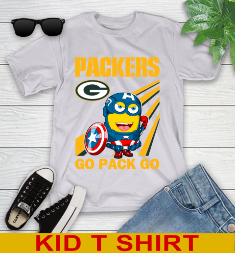 NFL Football Green Bay Packers Captain America Marvel Avengers Minion Shirt Youth T-Shirt 4