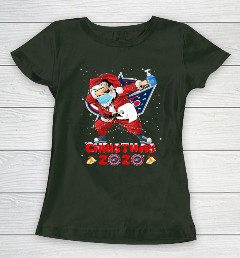 Columbus Blue Jackets Funny Santa Claus Dabbing Christmas 2020 NHL Women's T-Shirt 4