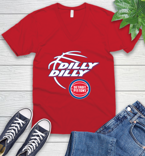 NBA Detroit Pistons Dilly Dilly Basketball Sports V-Neck T-Shirt 7