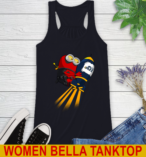 NBA Basketball Utah Jazz Deadpool Minion Marvel Shirt Racerback Tank 8