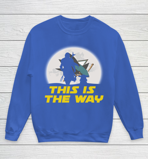San Jose Sharks NHL Ice Hockey Star Wars Yoda And Mandalorian This Is The Way Youth Sweatshirt 6
