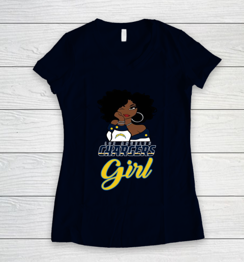 Los Angeles Chargers Girl NFL Women's V-Neck T-Shirt 3
