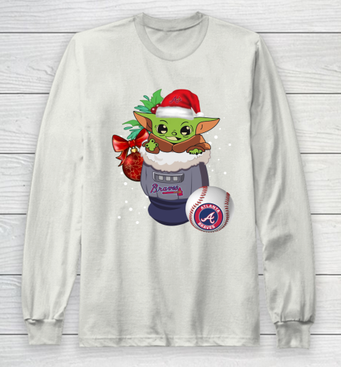 Atlanta Braves Christmas Baby Yoda Star Wars Funny Happy MLB Long Sleeve T-Shirt 12