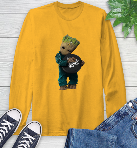 NHL Groot Guardians Of The Galaxy Hockey Sports Pittsburgh Penguins Long Sleeve T-Shirt 3