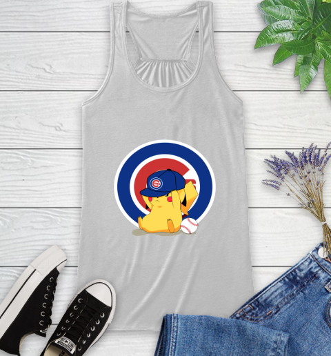 MLB Pikachu Baseball Sports Chicago Cubs Racerback Tank