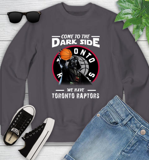 NBA Come To The Dark Side We Have Toronto Raptors Star Wars Darth Vader Basketball Youth Sweatshirt 5