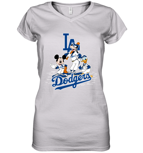 Los Angeles Dodgers Mickey Donald And Goofy Baseball Women's T-Shirt 