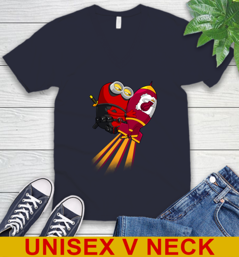 NBA Basketball Miami Heat Deadpool Minion Marvel Shirt V-Neck T-Shirt 2