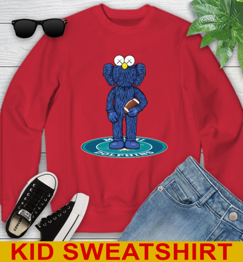 NFL Football Miami Dolphins Kaws Bff Blue Figure Shirt Youth Sweatshirt 8