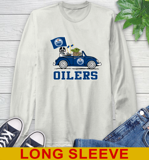 NHL Hockey Edmonton Oilers Darth Vader Baby Yoda Driving Star Wars Shirt Long Sleeve T-Shirt 12
