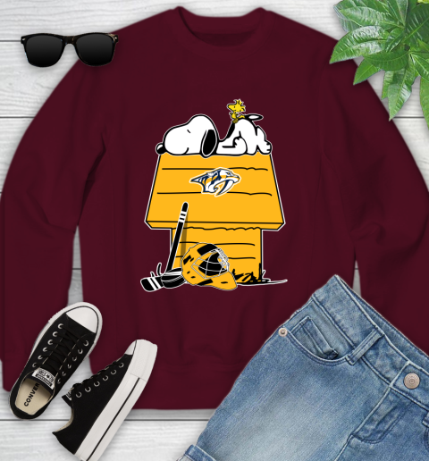 Nashville Predators NHL Hockey Snoopy Woodstock The Peanuts Movie Youth Sweatshirt 5
