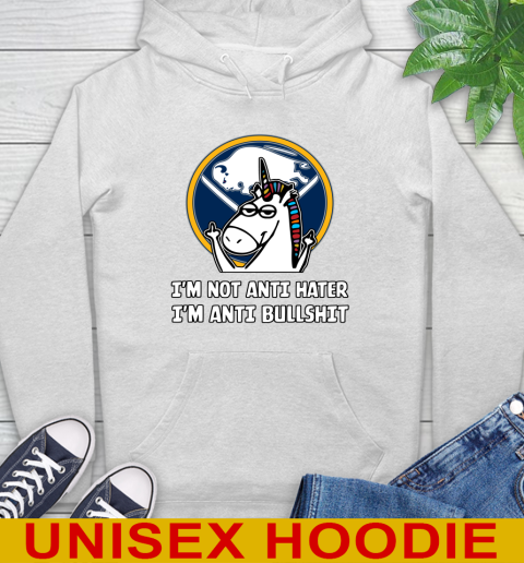 Buffalo Sabres NHL Hockey Unicorn I'm Not Anti Hater I'm Anti Bullshit Hoodie