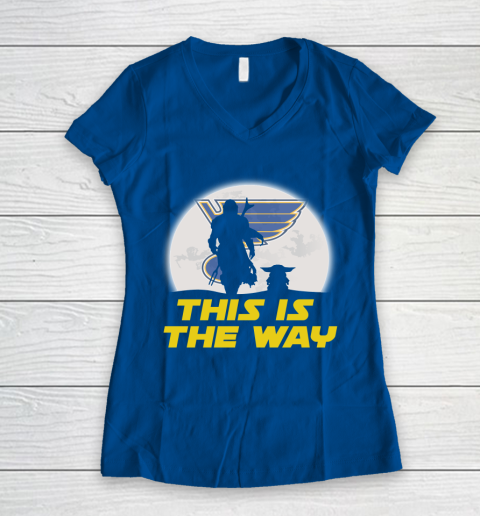 St.Louis Blues NHL Ice Hockey Star Wars Yoda And Mandalorian This Is The Way Women's V-Neck T-Shirt 7