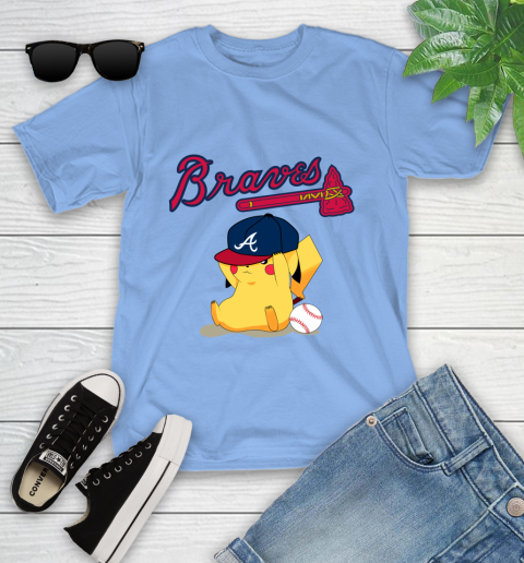 MLB Pikachu Baseball Sports Atlanta Braves Youth T-Shirt 11