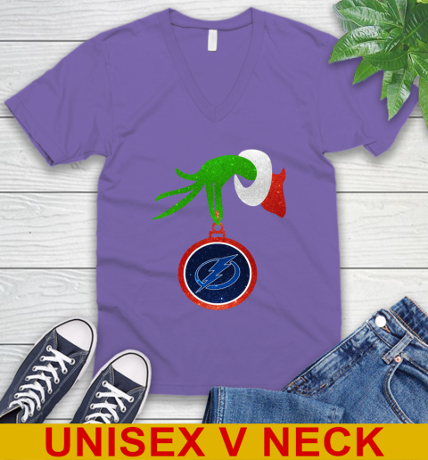 Tampa Bay Lightning Grinch Merry Christmas NHL Hockey V-Neck T-Shirt 9