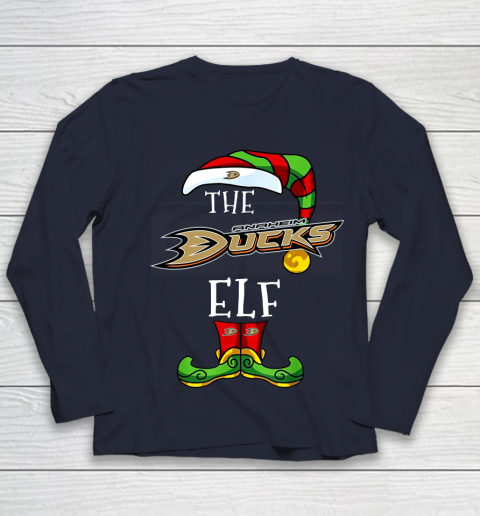 Anaheim Ducks Christmas ELF Funny NHL Youth Long Sleeve 2