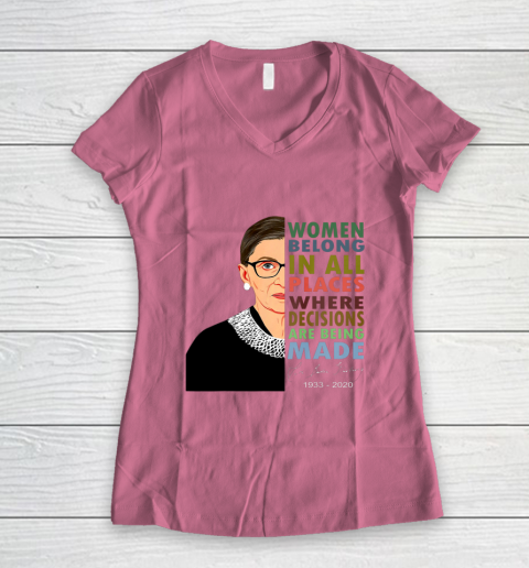 RBG Women Belong In All Places Ruth Bader Ginsburg Women's V-Neck T-Shirt 7