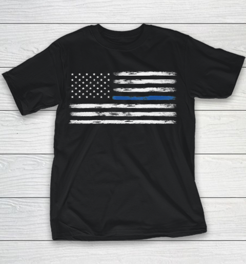 Thin Blue Line (White) America Flag Youth T-Shirt