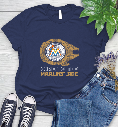 MLB Come To The Miami Marlins Side Star Wars Baseball Sports Women's T-Shirt 14