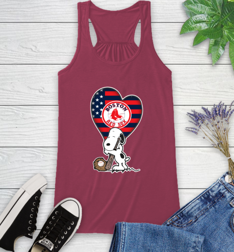 Boston Red Sox MLB Baseball The Peanuts Movie Adorable Snoopy Racerback Tank 8
