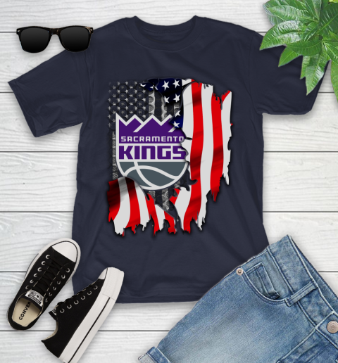 Sacramento Kings NBA Basketball American Flag Youth T-Shirt 2
