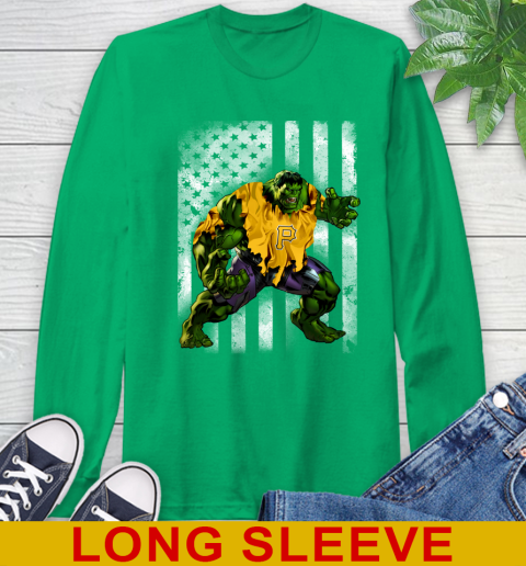 Pittsburgh Pirates Hulk Marvel Avengers MLB Baseball American Flag Long Sleeve T-Shirt 8