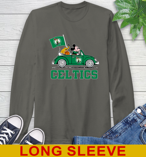 NBA Basketball Boston Celtics Pluto Mickey Driving Disney Shirt Long Sleeve T-Shirt 8