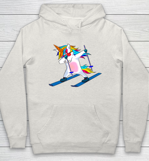 Skiing Unicorn Dabbing Funny Gift Hoodie 12