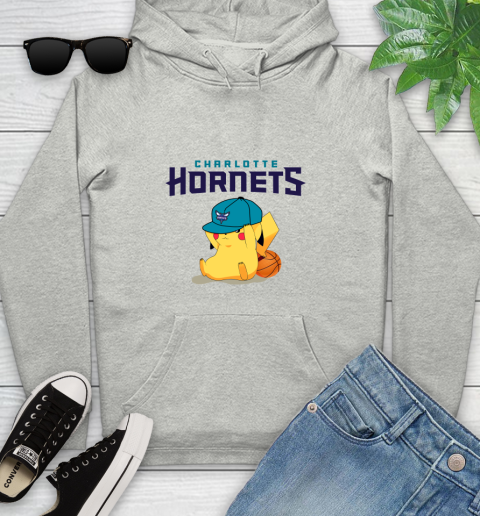 NBA Pikachu Basketball Sports Charlotte Hornets Youth Hoodie