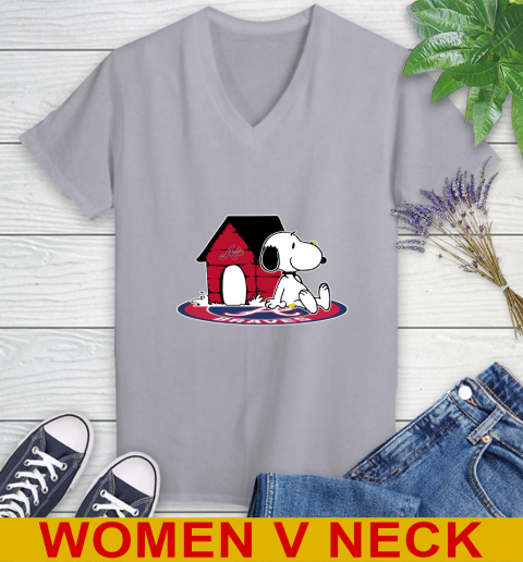 MLB Baseball Atlanta Braves Snoopy The Peanuts Movie Shirt Women's V-Neck T-Shirt 5