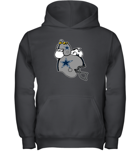 Snoopy And Woodstock Resting On Dallas Cowboys Helmet Youth Hoodie