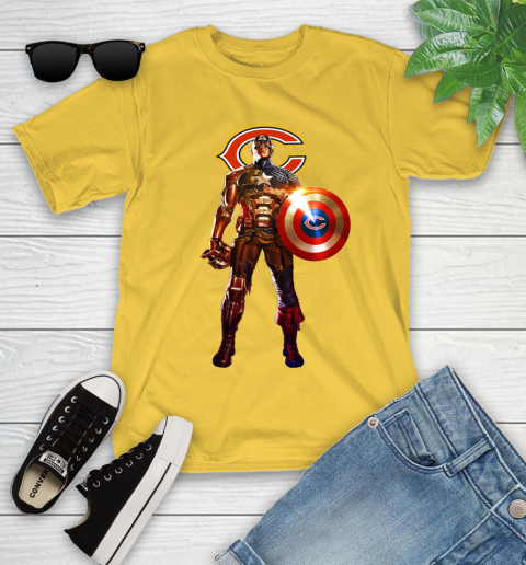 NFL Captain America Marvel Avengers Endgame Football Sports Chicago Bears Youth T-Shirt 8