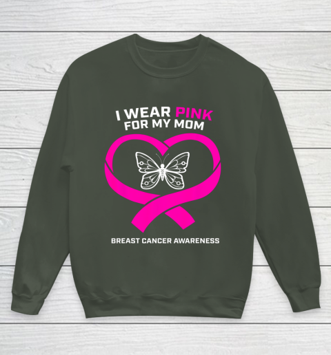 Men Women Kids Wear Pink For My Mom Breast Cancer Awareness Youth Sweatshirt 8