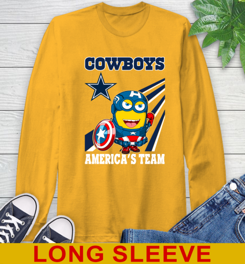 NFL Football Dallas Cowboys Captain America Marvel Avengers Minion Shirt Long Sleeve T-Shirt 2